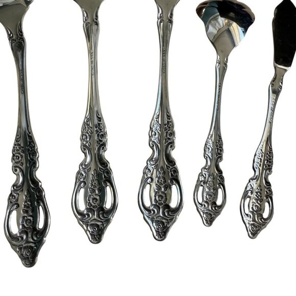5 Pc Serving Set SSS Oneida Pembrooke Renoir Stainless Flatware Vintage - Picture 8 of 10